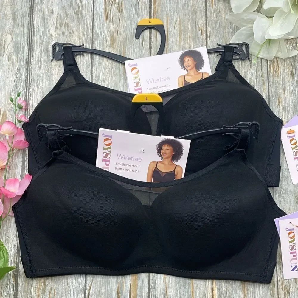 Women’s Lightweight Cooling Mesh Wirefree Bras 2-Pack Size L